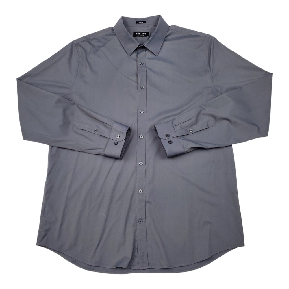 Men's Express Extra Slim Button Down Long Sleeve Dress   Shirt XL 17 - 17 1/2